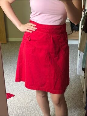 H&M Bright Red A-Line Pocket Skirt
